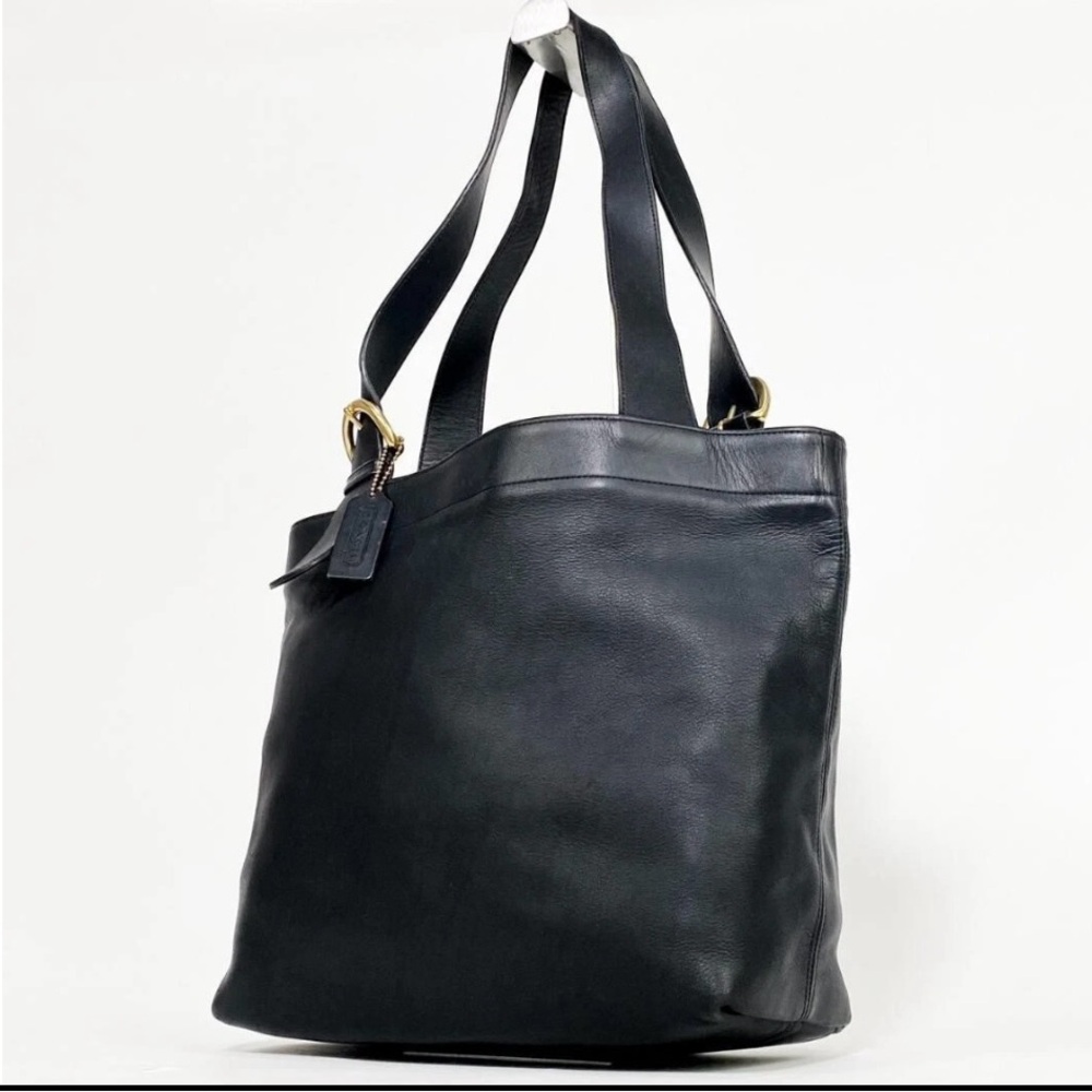 Vintage COACH 4140 Black Leather Tote Hand Bag